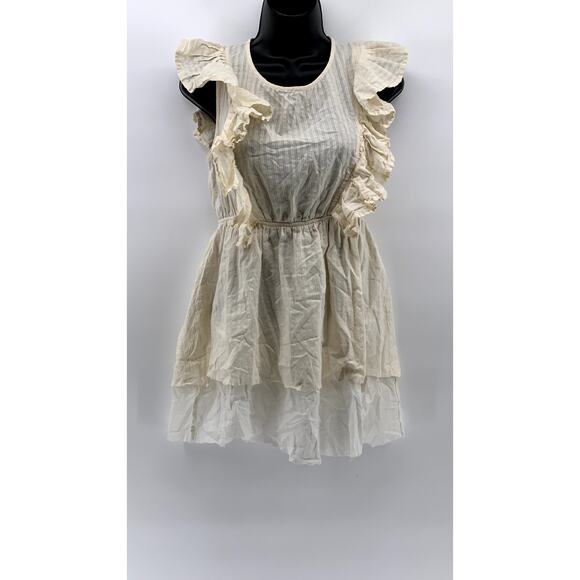 Molly Bracken Dresses & Skirts - MOLLY BRACKEN Women’s Beige-White Ruffle Open-Back Dress SZ S